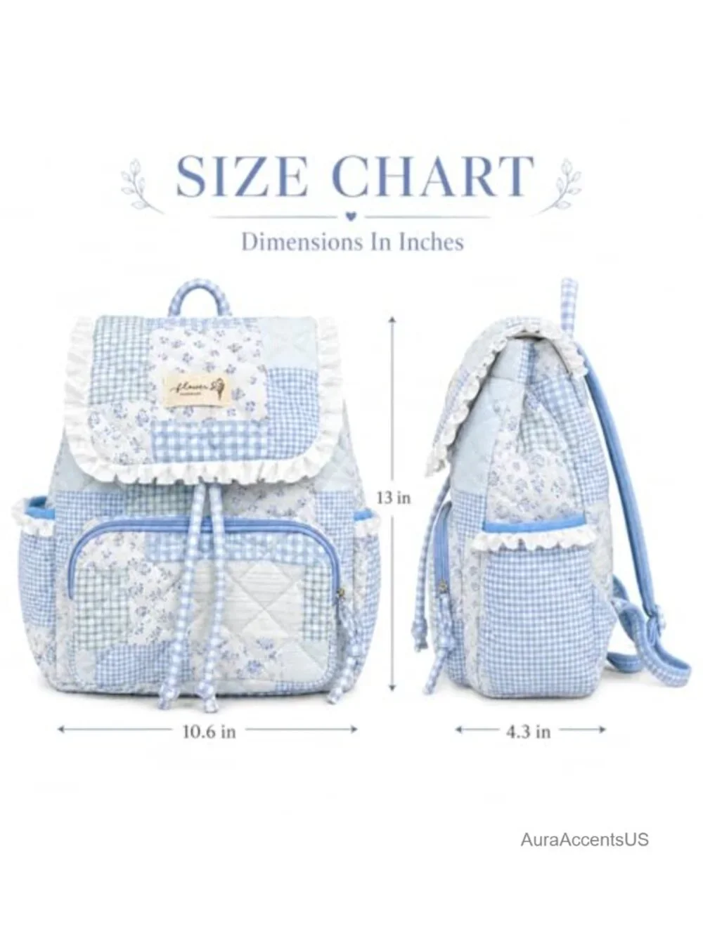 Quilted Cotton Mini Backpack Floral Drawstring Daypack Cute Purse for Women